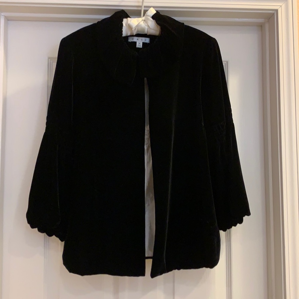 CAbi black velvet jacket/cape